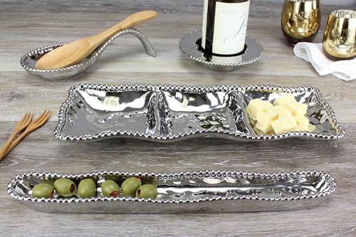 Pampa Bay Golden Salerno Titanium-Plated Porcelain Spoon Rest (Silver) - color: Silver
