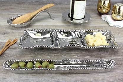 Pampa Bay Golden Salerno Titanium-Plated Porcelain Spoon Rest (Silver) - color: Silver