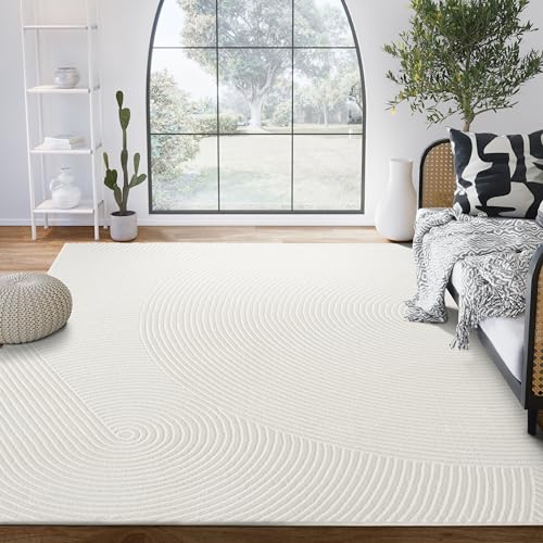 Abani Neutral Cream Area Rug 5' x 8' | White Luxury Zen Carpet | Minimalist Ivory Rugs for Bedroom, Living Room and Dining - color: Cream, size: 5'x8' (Rectangular)