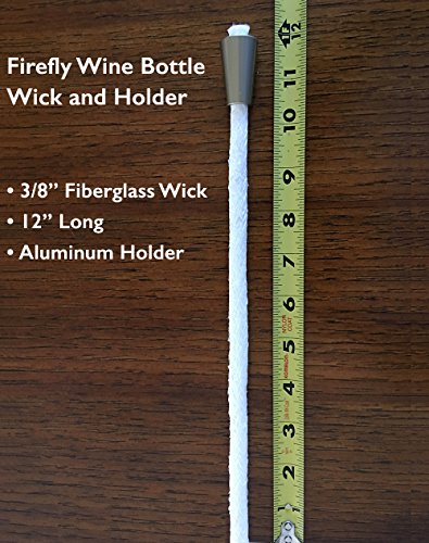 Firefly - 12 in Wine Bottle Oil Wick - 3/8 in Fiberglass with Brass Holder
