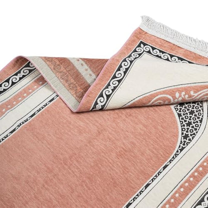 Premium Velvet Prayer Rug – Elegant Islamic Design with Multiple Color Options (Pink) - color: Pink