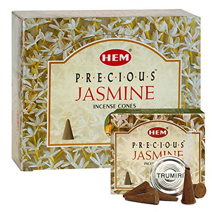 Precious Jasmine Incense Cones and Cone Incense Burner Bundle Insence Insense Hem Incense - color: Precious Jasmine