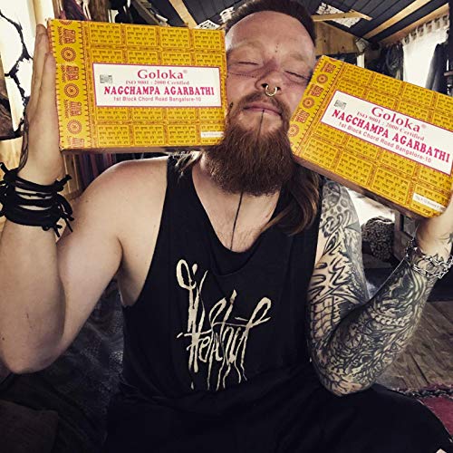 Goloka Nag Champa Incense - 250 GM Box - Hand Rolled Agarbatti Fine Quality Incense Sticks for Purification, Relaxation, Positivity, Yoga, Meditation