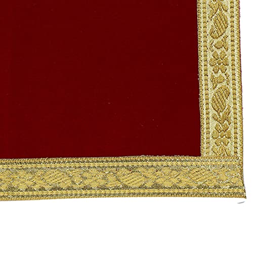 Set of 5 Mat Aasan Pooja Cloth God Idol Puja Temple Altar Cloth (7"X10") - color: Marron
