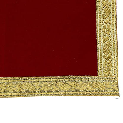 Set of 5 Mat Aasan Pooja Cloth God Idol Puja Temple Altar Cloth (7"X10") - color: Marron