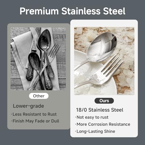 HIKAA 7.9 Inch Dinner Spoons Set of 4, Food Grade Stainless Steel Table Spoons, Mirror Polished Flatware, Smooth Edge, Dishwasher Safe for Home Kitchen Restaurant Party - size: 4-Piece