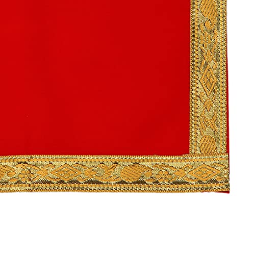Set of 5 Mat Aasan Pooja Cloth God Idol Puja Temple Altar Cloth (7"X10") - color: Red