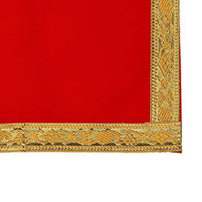 Set of 5 Mat Aasan Pooja Cloth God Idol Puja Temple Altar Cloth (7"X10") - color: Red