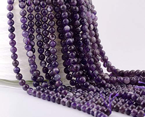 Natural Stone Beads 100pcs 10mm Amethyst Round Genuine Real Stone Beading Loose Gemstone Hole Size 1mm DIY Smooth Beads for Bracelet Necklace Earrings Jewelry Making (Amethyst, 10mm) - color: Amethyst Purple, size: 10mm