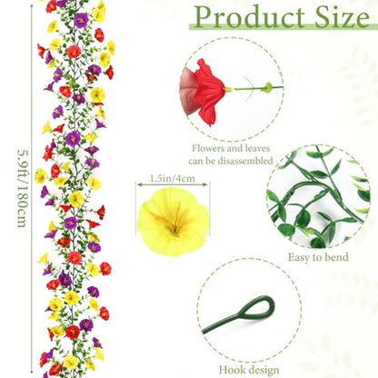 Dremisland Artificial Flowers Garland 2 Pack Summer Floral Garland - color: Red Yellow Purple, size: 2PCS
