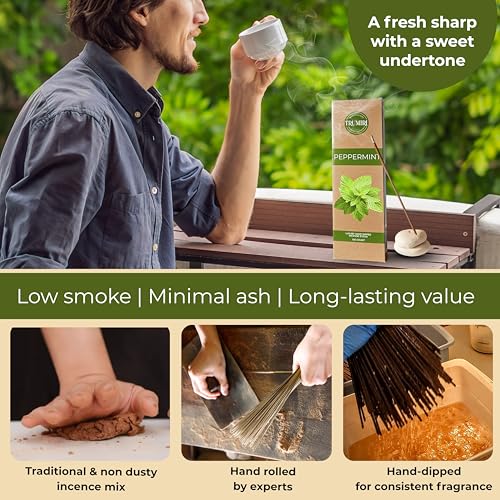 Peppermint Incense Sticks - Pack of 100 Inscents-Sticks - Inciensos Aromaticos Made with Natural Essential Oil - Scented Insence Non Toxic Insense Incents - color: Peppermint