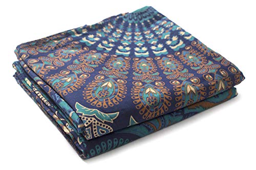Popular Handicrafts Indian Hippie Bohemian Beautiful Elephant Mandala Curtain Panels Blue Tarquiose - color: Blue Tarquiose, size: 25"W x 74"L (Pack of 2)