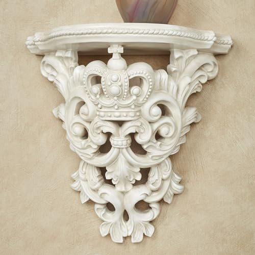 Crown Imperial French Scroll Wall Shelf, Antique White, Victorian Style
