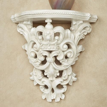 Crown Imperial French Scroll Wall Shelf, Antique White, Victorian Style
