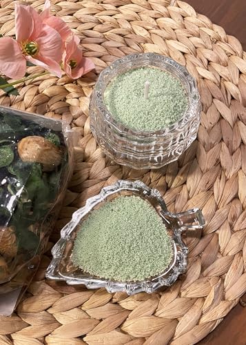 VITARIE Refillable Pearled Candle Sand 18oz, Unscented, 30 Cotton Wicks, 1.1lb Long Burning, Candle Making Kit, Green - color: Green