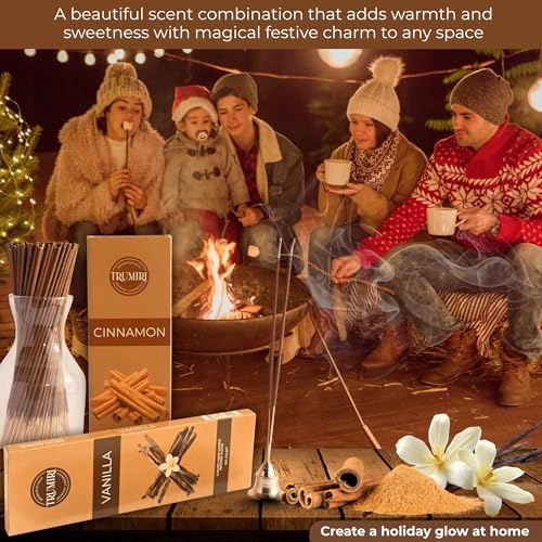 Cinnamon & Vanilla - Combo Pack of Incense Sticks - 100 Insence-Sticks of Each Scent - Total 200 Inscents - Inciensos Aromaticos para La Casa - Made with Natural Non Toxic Ingredients - color: Cinnamon & Vanilla