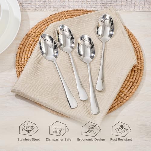 HIKAA 16 Pcs Dinner Spoons Set, 18/10 Stainless Steel Spoons - size: 16-Piece, style: DINNER SPOONS