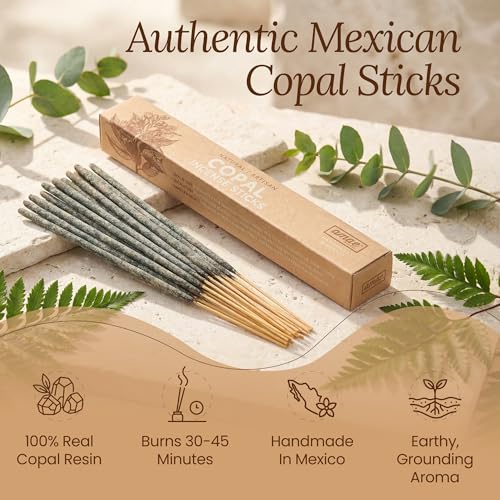 Copal Incense Sticks, 40 Pcs, Handmade White Copal Resin from Mexico