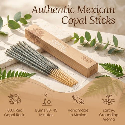 Copal Incense Sticks, 40 Pcs, Handmade White Copal Resin from Mexico