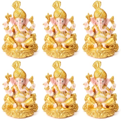Soulchen 6 Pcs Indian Return Gifts for Pooja Ganesh Statue Small Elephants Statues Bulk Ganesha Diwali Decor Symbol of Lucky Wealth Prosperity for Diwali Pooja Wedding Favor (Modern Style) - style: Modern Style