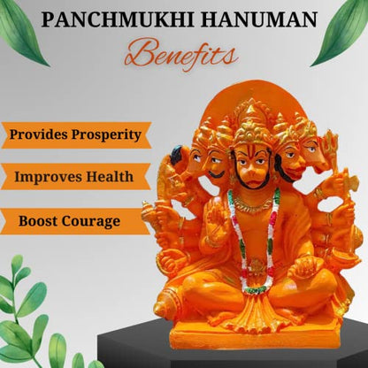 The Advitya Panchmukhi Hanuman Idol |God of Strength & Courage|Orange Hanuman Idol for Car Dashboard, Home, Office|Mandir Showpiece|Vastu Gift|6 Inches