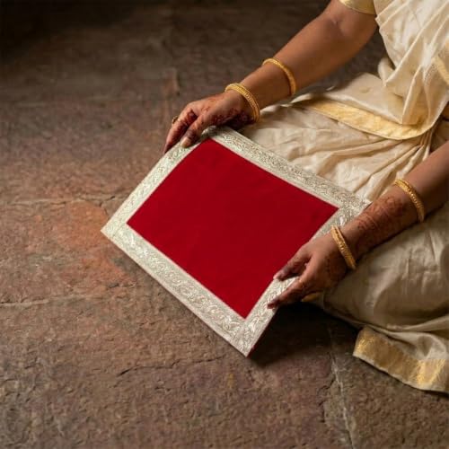 Set of Two Multipurpose Red Velvet Aasan for Mandir, Temple, Home, Office, Base, Chowki, Slab