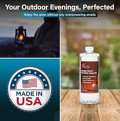 Firefly - Paraffin Lamp Oil 32 oz - Smokeless Indoor Fuel - color: Pure, size: 32 Ounces