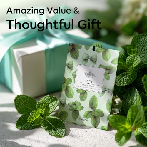 MYARO 20Pcs Peppermint Scented Sachets, Closet Deodorizer Car Air Freshener - color: Mint, size: 20 Packs
