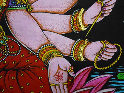 Goddess Gayatri sequins Cotton Batik Wall Hanging Painting : Size 43"x30" Inches - color: Gayatri