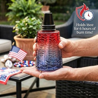 Seraphic Citronella Torches for Outside Patio Table Top, Red/White/Blue - color: Red/White/Blue