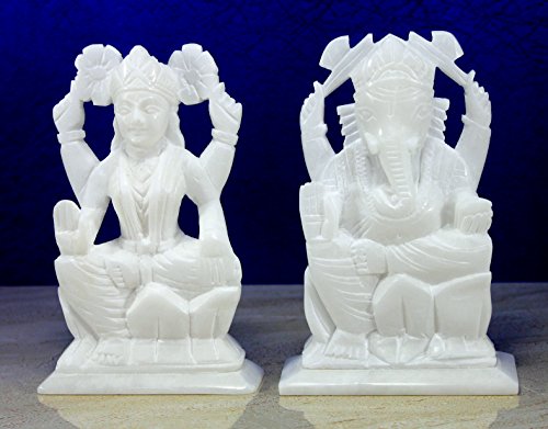 StonKraft - 7" (Big Size) - Ganesh Laxmi Idol - Marble Lord Ganesh Ganpati Ganesha Laxmi Lakshmi Idol, Statue, Murti, Sculpture
