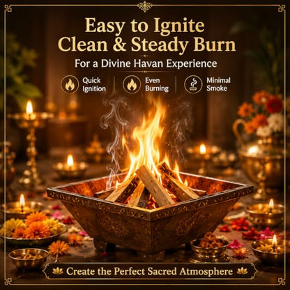 Natural Mango Wood Fire Starter Sticks for Havan, Puja & Meditation – Quick Ignition, Clean Burning, Premium Dry Kindling for Ritual Fire & Relaxation Use (Pack of 60)