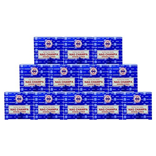 Nag Champa Incense Cones and Cone Incense Burner Bundle Insence Insense Satya Incense - color: Nag Champa - 12