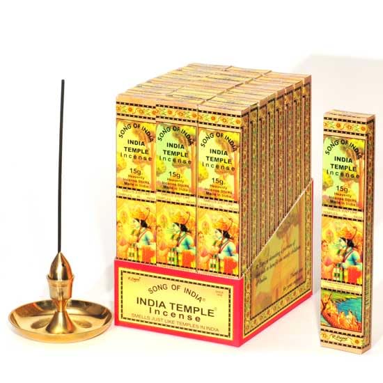India Temple Incense Sticks 15g - Pack of 24 | Natural & Aromatic Indian Incense for Wellness, Meditation, Yoga, Relaxation & Spiritual Use