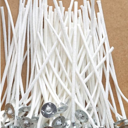 6 inch Pre-Waxed Candle Wicks - 100 Pcs Wicks with 100 Wick Stickers & 1 Gold Tray Holder, Low Smoke Wicks for DIY Candle Making, Soy Wax, Beeswax, Coconut Wax (Gold, 7) - color: Gold, size: 7