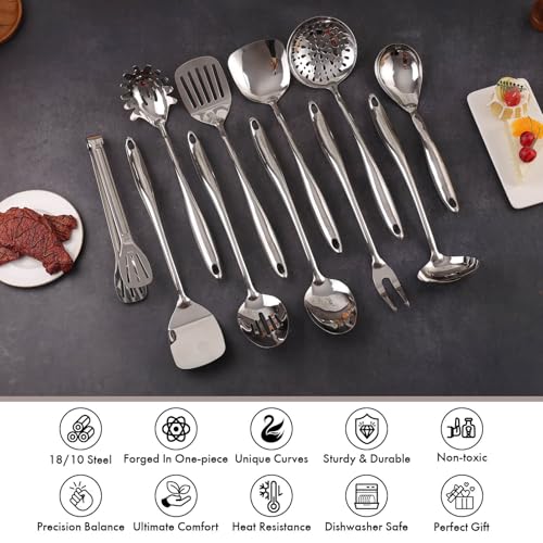 18/10 Stainless Steel Kitchen Utensils Set with Holder for Countertop - color: 12-Pieces