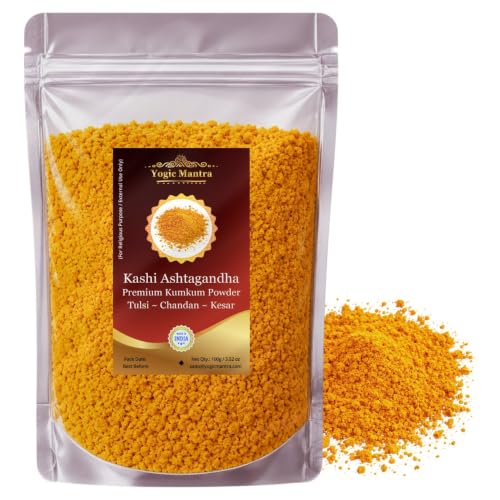 Kashi Ashtagandha Powder | 100g | Scented Chandan Tulsi Kesar Sindoor Tikka