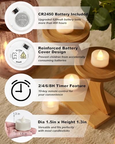 BEICHI 24Pcs Flameless LED Tea Lights with Remote & Timer,White Base,400Hrs - color: Warm White Light, White Shell, size: 24-Pack