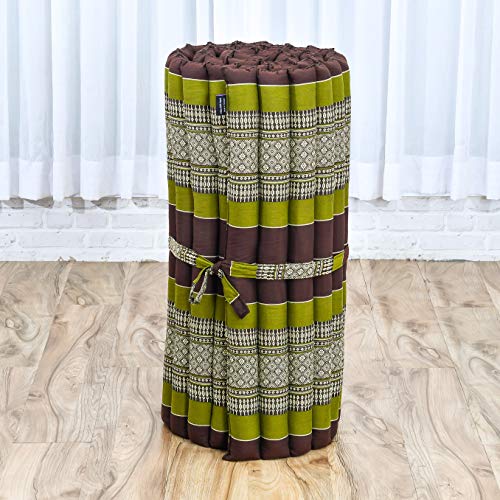 Leewadee Thai Roll Mat 75 x 28 inches Kapok Firm - color: Sf20 - Brown, Green, size: M: 75x28"