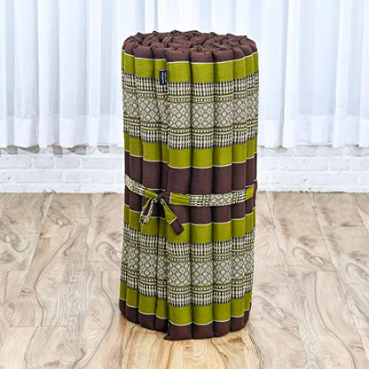 Leewadee Thai Roll Mat 75 x 28 inches Kapok Firm - color: Sf20 - Brown, Green, size: M: 75x28"