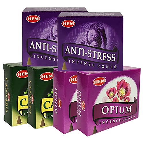 Opium Cannabis Anti Incense Cones & Holder Bundle Variety Pack from Hem Trumiri Insense Insence - color: Opium & Cannabis & Anti Stress