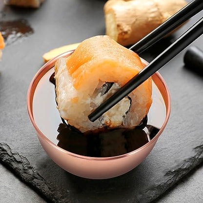 10 Pack 3.3inch Stainless Steel Sauce Dishes Mini Individual Saucers Bowl Round Seasoning Dishes Sushi Dipping Bowl Appetizer Plates, Rose Gold - color: Rose Gold x 10