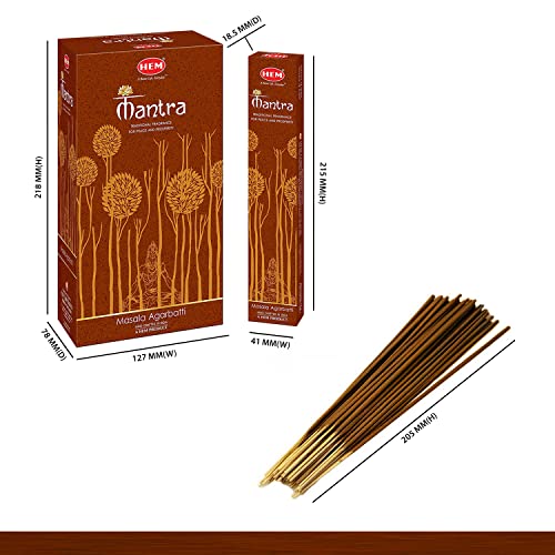 HEM Premium Mantra Masala Incense Sticks | Natural Oil Fragrance for Positivity & Natural Air Purifier | Aromatherapy Incense for Anxiety, Stress Buster | Gift Set - Pack of 12 (15 GMS Each) - size: Standard
