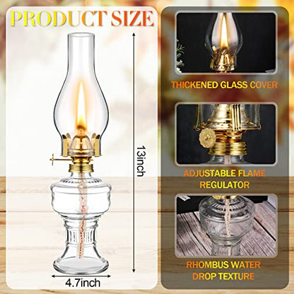 2 Pcs Oil Lamps for Indoor Use, Hurricane Kerosene Lamp, Clear - color: Clear