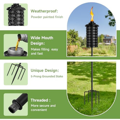 ZSZMFH 4 Pack Citronella Torches for Outside, 16Oz Outdoor Garden Torches