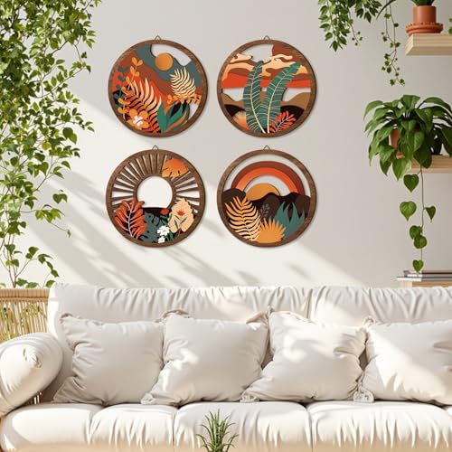 Boho Wooden Wall Art Bohemian Hanging Sign Farmhouse Geometric Wall Decor - color: Boho Wooden Wall Art 1
