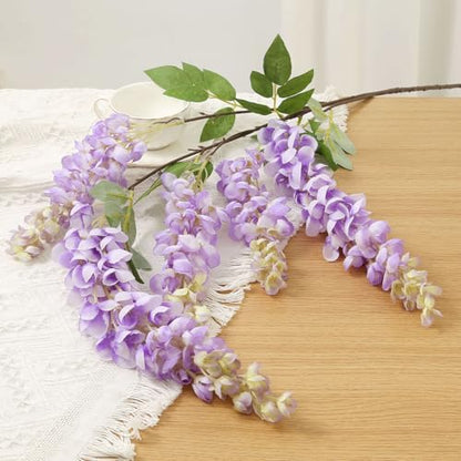 4pcs 47.2in Artificial Fake Wisteria Hanging Flower Garland Silk(purple) - color: Purple