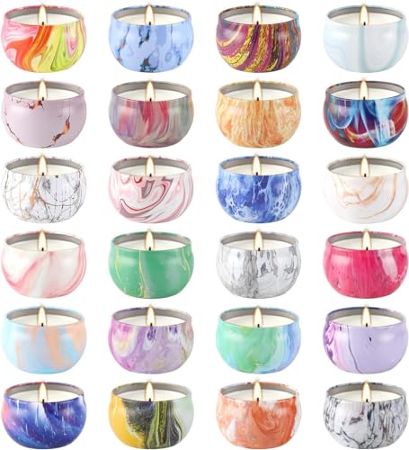 YOROXRG Scented Candles Gifts Set 24 Pack Soy Wax Travel Tin Jar Candles for Home 2.5 OZ Scented for Mom for Christmas, Birthday, Thanksgiving, Mother's Day - color: 24 Colors