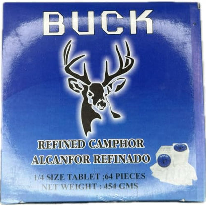 Govinda Buck Camphor Tablets | Premium Quality Refined Camphor Blocks for Incense, Aromatherapy, Puja, Alcanfor | 64 Tablets | 1 lbs