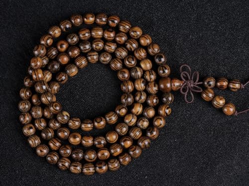 Zen Dear Unisex Natural Tigerwood Mala Beads Buddhist Prayer Bracelet Link Wrist Necklace Chain Beads - style: 6mm 108 beads